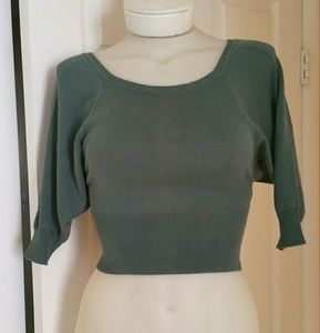 Falls Teal Cropped Knit Batwing Shirt XS NWT
